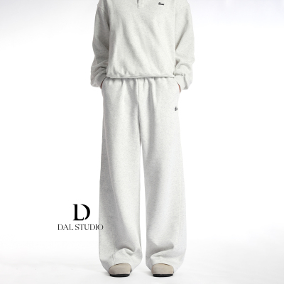 美式灰色宽松阔腿卫裤