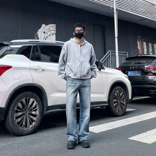 冰蓝色潮流猫须长裤 DAL 男2025年秋季 cleanfit宽松直筒牛仔裤 美式