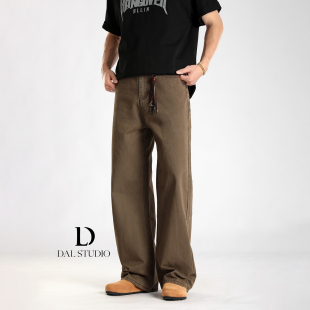 宽松直筒a字休闲裤 男2025年秋冬新款 复古石磨褪色做旧牛仔裤 DAL