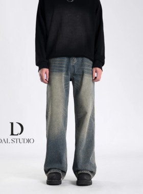 DAL 美式复古蓝水洗直筒牛仔裤男2025年春季新款宽松vibe百搭裤子