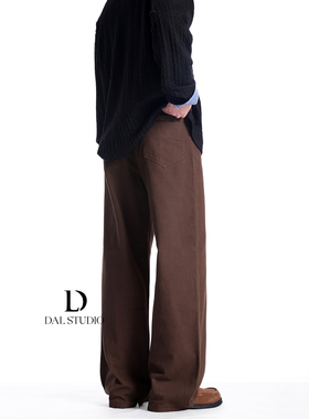 DAL 复古美拉德咖色直筒牛仔裤男2025年秋冬新款宽松休闲百搭裤子