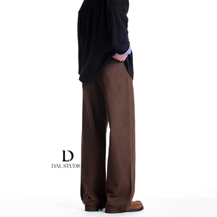 宽松休闲百搭裤 男2025年秋冬新款 子 复古美拉德咖色直筒牛仔裤 DAL