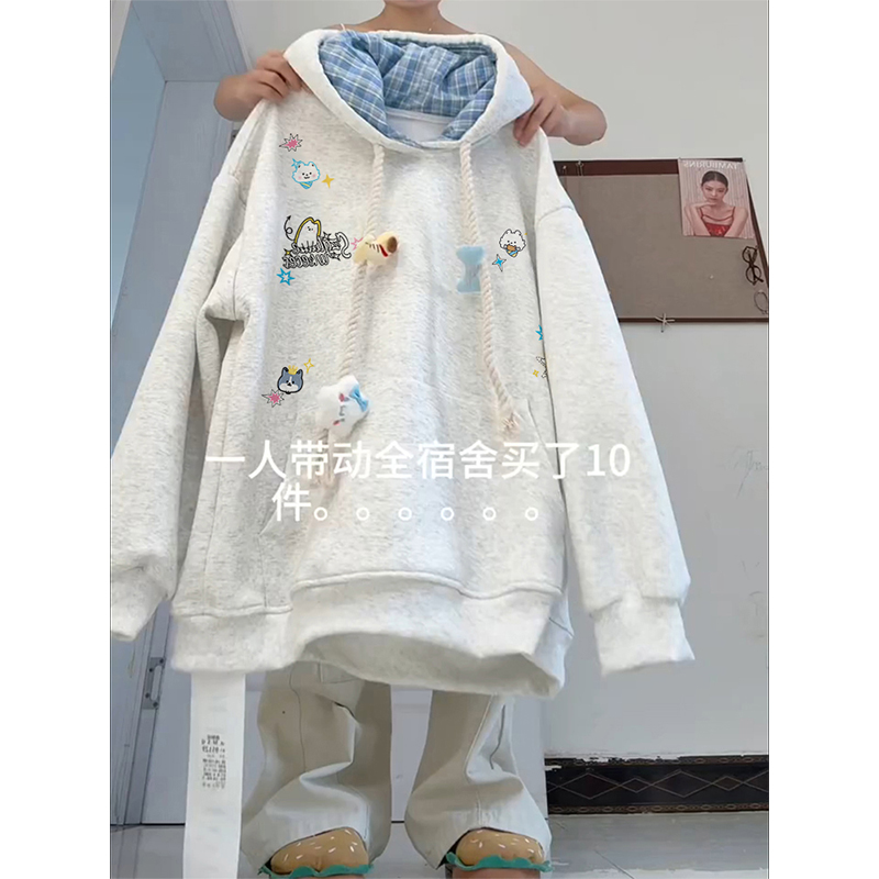 刺绣连帽卫衣女秋冬2025