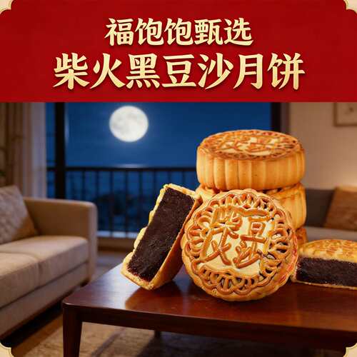 柴火黑豆沙月饼老式广式豆沙绵密