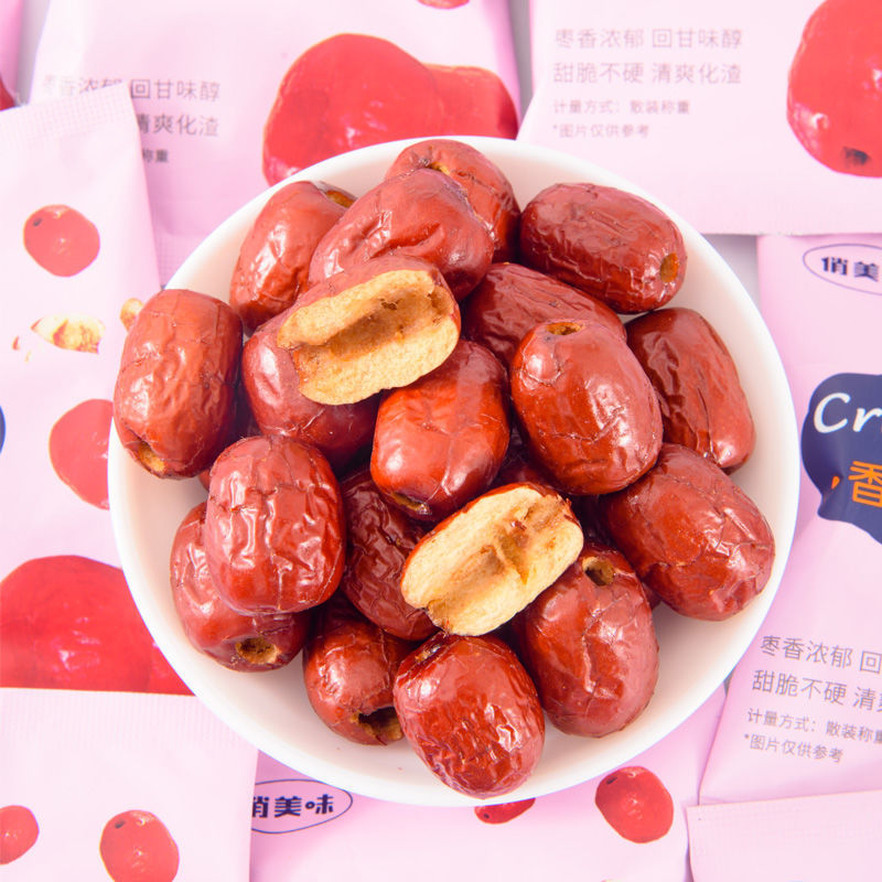 俏美味红枣脆枣无核脆冬枣红枣干香酥脆枣零食小包装批发分销零售