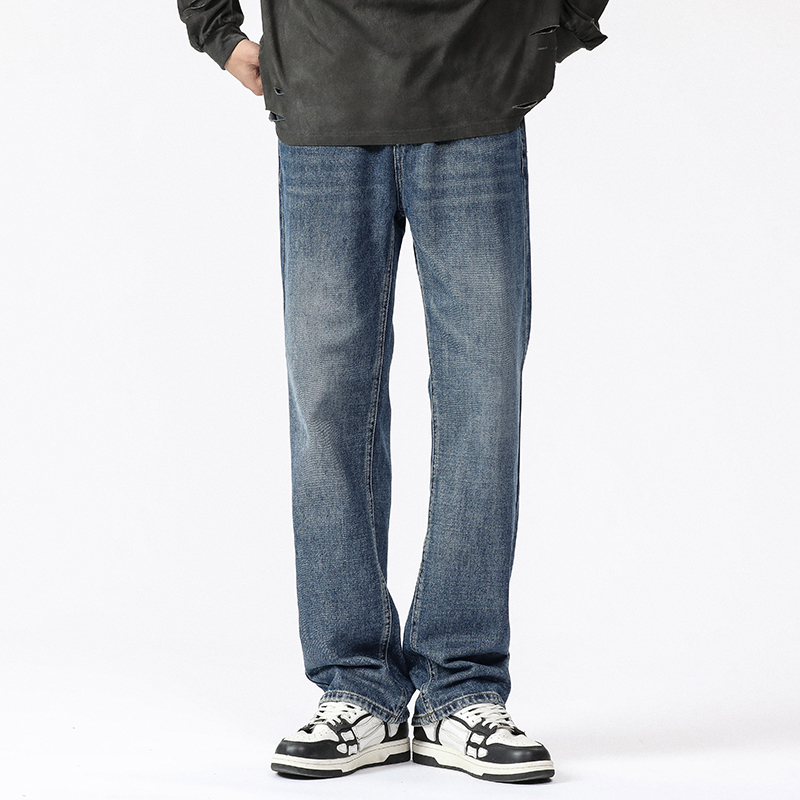 NBKY美式高街潮牌复古阔腿牛仔裤