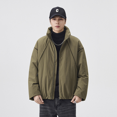 NBKY复古短款立领羽绒服男2025冬