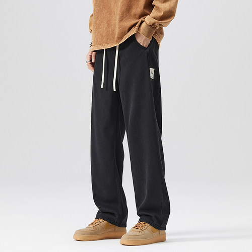 NBKY莱赛尔天丝宽松直筒牛仔裤男