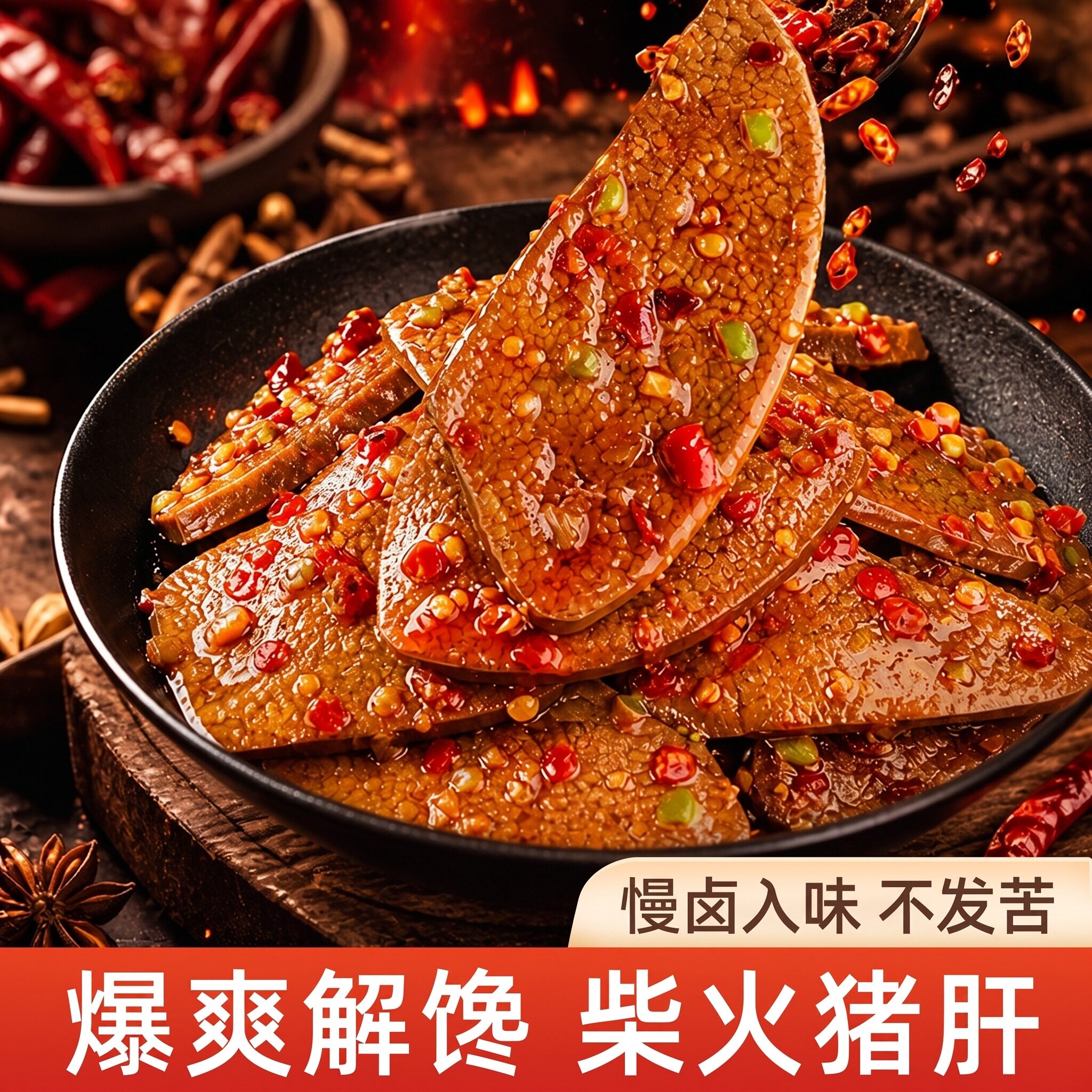 麻辣柴火猪肝湖南特产世界杯充饥解馋下酒卤味猪肉开袋即小吃零食