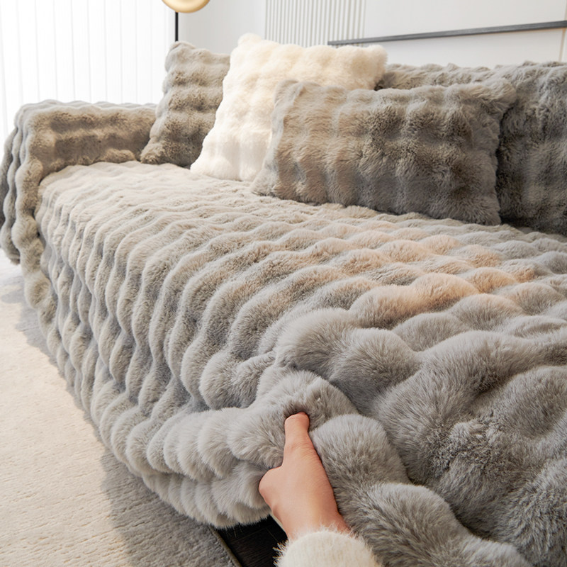 兔兔绒沙发盖布巾秋冬款冬季加厚毛绒沙发套罩沙发毯全盖防滑,居家布艺,沙发套,淘宝优惠券,粉丝福利购,淘宝优惠卷