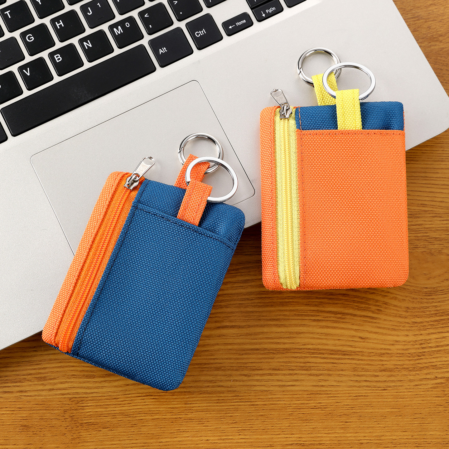 原创撞色迷你小钱包帆布拉链收纳包户外小巧钥匙包耐用防磨小挂包