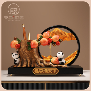 熊猫文创笔筒流沙画 画摆件轻奢高级感毕业礼物送老师办公室桌面