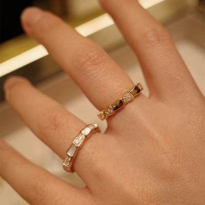 高版本灵蛇贝母戒指镀18k玫瑰金