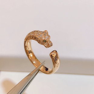 高版本豹子戒指女镀18k玫瑰金简约时尚百搭ins小众设计感食指戒