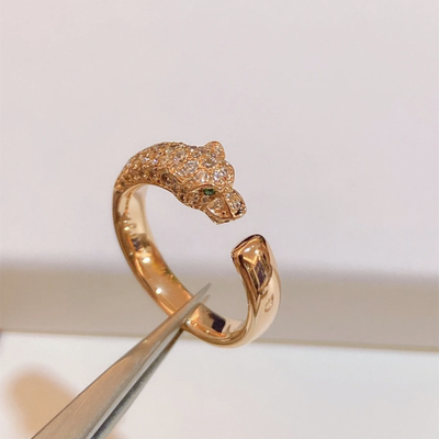 高版本豹子戒指女镀18k玫瑰金