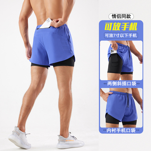 跑步短裤手机可放三分裤内衬防走光双专业层马拉松训练裤夏季薄款