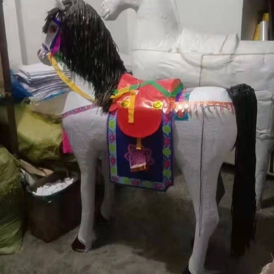 殡葬纸扎半成品大白马红马加厚牛皮纸马牛白事用品厂家直销