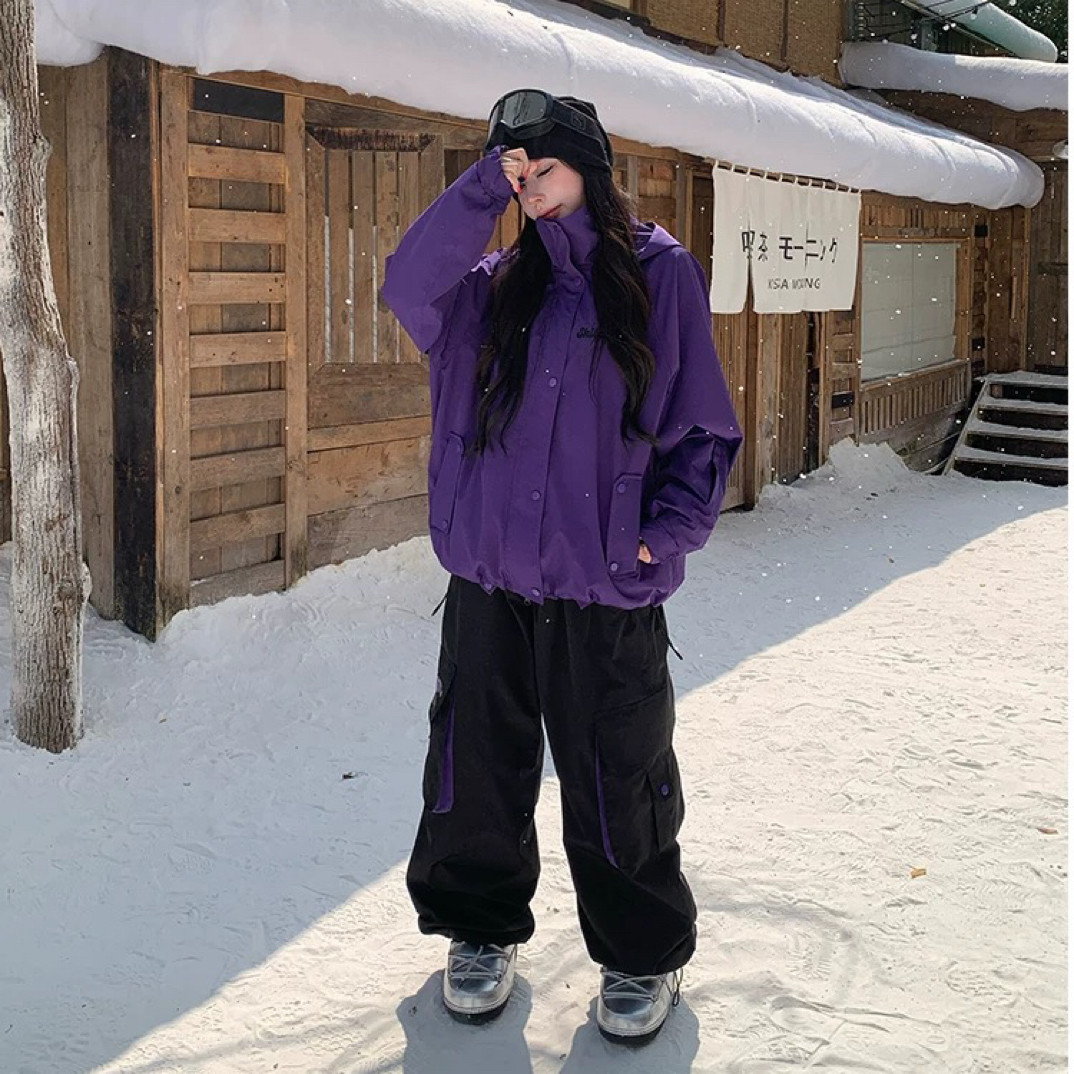Skibear原创紫色小熊滑雪服套装可爱酷帅男女同款情侣滑雪服百搭