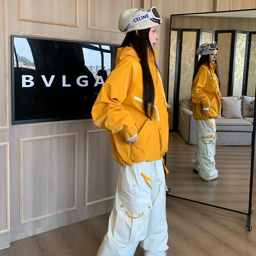 Skibear原创滑雪服新款3L全压胶黄色显白加绒保暖套装男女款情侣