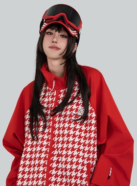 SWAGLI 【当红不让】滑雪外套红色宽松防风防水单双板户外男女同