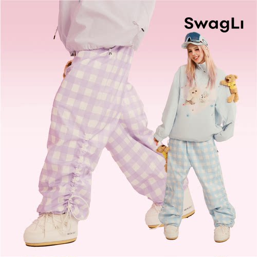Swagli新款【格格布鲁】滑雪裤甜美防风防水加绒户外单双板滑雪服