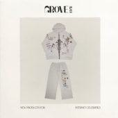 套装 EDGE韩国小众金智妮涂鸦印花连帽拉链卫衣长裤 现货 GROVE