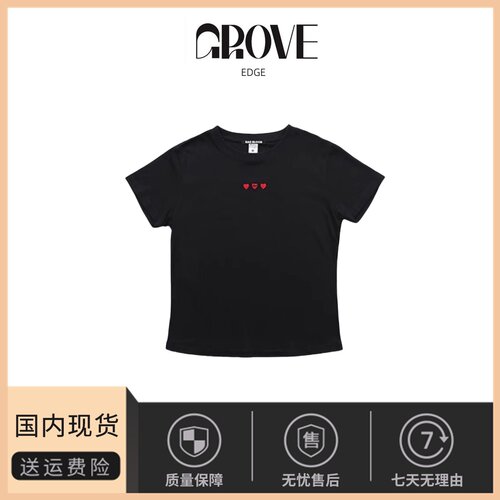 【现货】GROVE EDGE美式辣妹短款T恤女休闲复古运动小众上衣