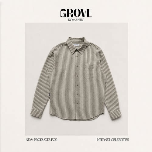 【现货】GROVE ROMANTIC韩系复古条纹宽松长袖衬衫上衣开衫外套