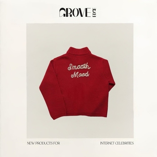 圣诞针织开衫 EDGE韩国设计师字母毛衣韩系女装 GROVE 外套 现货