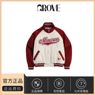 jennie同款 韩国MENASOO 韩代拼色条纹棒球服夹克外套 现货