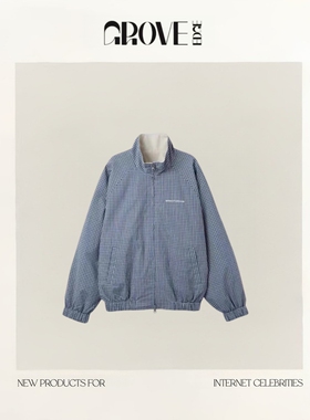 【现货】GROVE EDGE复古双面穿格纹立领夹克女26春季刺绣休闲外套