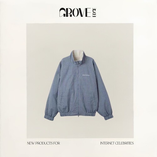 【现货】GROVE EDGE复古双面穿格纹立领夹克女26春季刺绣休闲外套