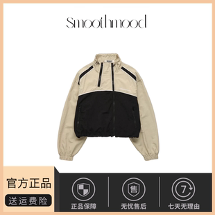 smoothmood韩系宽松复古拼色立领拉链冲锋衣夹克卫衣外套 现货