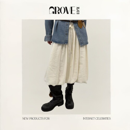 【现货】GROVE EDGE韩国东大门甜美肌理感褶皱木耳边花边半身裙