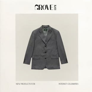 EDGE八奶韩系复古宽松气质纯色宽松休闲西装 GROVE 外套春 现货