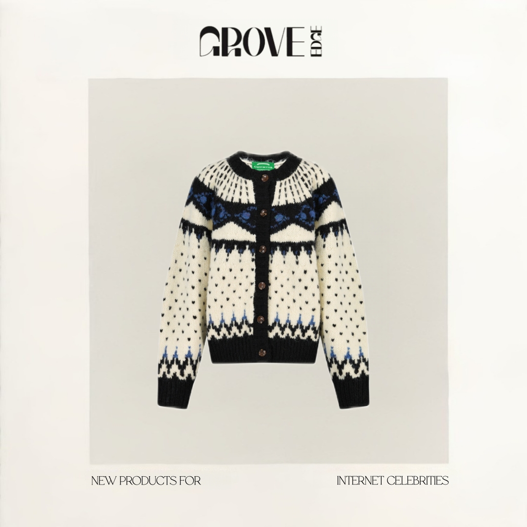 【现货】GROVE EDGE韩国设计师 秋冬新款 北欧风彩色拼色针织开衫