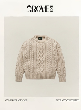 【现货】GROVE EDGE羊毛针织衫秋冬新款休闲罗纹饰边绞花长袖毛衣