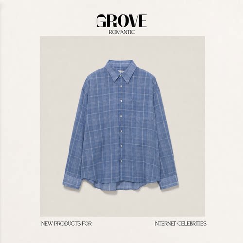 【现货】GROVE ROMANTIC韩国东大门简约宽松格纹衬衫防晒外套开衫