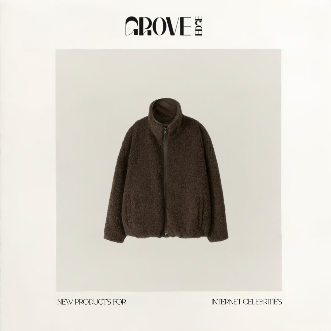 【现货】GROVE EDGE冬韩国设计师nothing written两面穿毛绒棉服