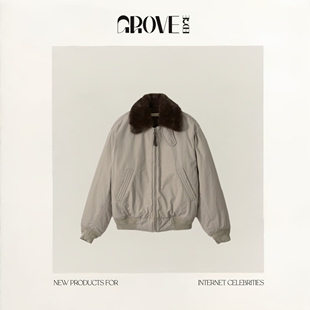 【现货】GROVE EDGE韩国东大门冬季新款李真和同款毛领棉服外套女