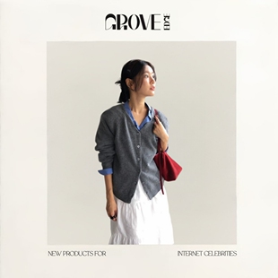 GROVE EDGE春季 韩国东大门软糯羊毛V领系扣宽松针织开衫 现货