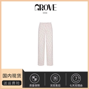 EDGE卡戴珊朴彩英同款 GROVE 木耳边满印小碎花休闲长裤 现货