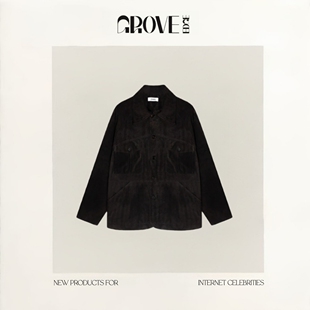【现货】GROVE EDGE秋新款韩国设计师休闲翻领大口袋宽松麂皮外套