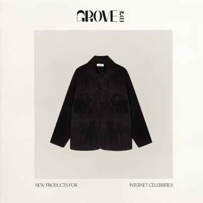 【现货】GROVE EDGE秋新款韩国设计师休闲翻领大口袋宽松麂皮外套
