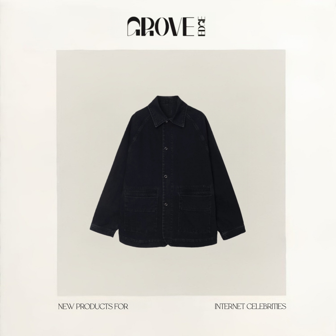 【现货】GROVE EDGE秋季新款韩国设计师工装风廓形质感牛仔外套