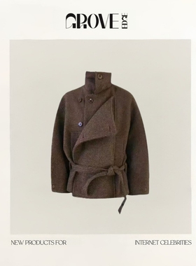 【现货】GROVE EDGE韩国东大门金敏喜立领羊毛中长款毛呢大衣外套
