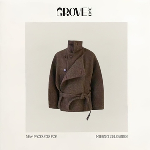 EDGE韩国东大门金敏喜立领羊毛中长款 GROVE 毛呢大衣外套 现货