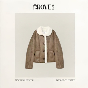 【现货】GROVE EDGE羊羔绒外套秋冬露思许妍同款保暖皮毛一体上衣