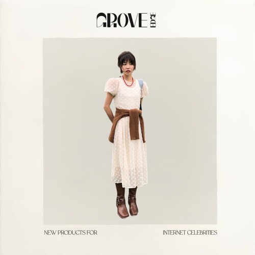 【现货】GROVE EDGE新款韩国东大门微透立体提花圆领泡泡袖连衣裙