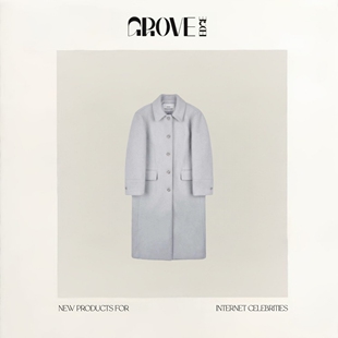 新款 EDGE冬季 GROVE 韩国设计师低饱和度羊毛呢羊毛大衣 现货